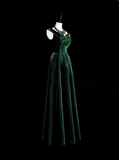 Elegant Prom Dress Dark Green A Line Straps Pleated Evening Dress Gala Dress HZ0319