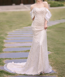 Shiny Wedding Dress Off Shoulder Sequins Wedding Dress HZ0319