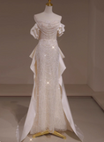 Shiny Wedding Dress Off Shoulder Sequins Wedding Dress HZ0319