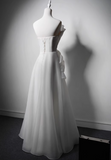 Newest Wedding Dress A Line Asymmetrical Neck Pleated Wedding Dress HZ0319