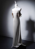 Minimalist Wedding Dress A Line Off Shoulder Pleated Wedding Dress HZ0319