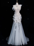 Luxury Prom Dress Spaghetti Straps Tulle Floral Evening Dress Gala Dress HZ0319
