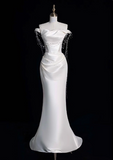 New Arrival Wedding Dress Off Shoulder Pleated Mermaid Wedding Dress HZ0319