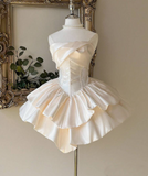Beauty Homecoming Dress Strapless Pleated Short Prom Dress Sweet16 Outfits HZ0319