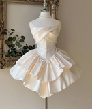Beauty Homecoming Dress Strapless Pleated Short Prom Dress Sweet16 Outfits HZ0319