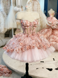 Pretty Homecoming Dress Sweetheart Floral Tulle Short Prom Dress Sweet 16 Outfits HZ0319