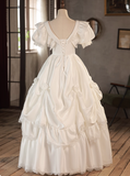 Retro Wedding Dress V-neck Pleated Wedding Dress HZ0319