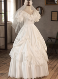 Retro Wedding Dress V-neck Pleated Wedding Dress HZ0319