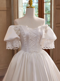 Vintage Wedding Dress Off Shoulder Pleated Wedding Dress HZ0319