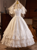 Vintage Wedding Dress Square Neck Pleated Lace Wedding Dress HZ0319