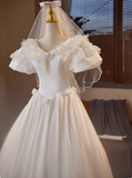 Stunning Wedding Dress V-neck Tulle Pleated Wedding Dress HZ0319