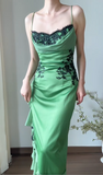Beauty Prom Dress Spaghetti Straps Pleated Ruffle Evening Dress Party Dress HZ0319