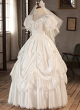 Retro Wedding Dress V-neck Lace Pleated Wedding Dress HZ0319