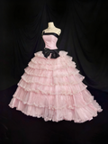 Beauty Prom Dress Strapless Pleated Tulle Ball Gown Quinceanera Dress Birthday Outfits HZ0319