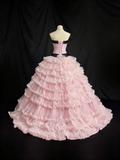 Beauty Prom Dress Strapless Pleated Tulle Ball Gown Quinceanera Dress Birthday Outfits HZ0319