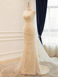 New Arrival Wedding Dress Strapless Tulle Pleated Mermaid Wedding Dress HZ0319