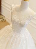 Gorgeous Wedding Dress Crew Neck Pleated Tulle Wedding Dress HZ0319