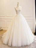 Gorgeous Wedding Dress Crew Neck Pleated Tulle Wedding Dress HZ0319
