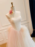 Minimalist Wedding Dress Strapless Pleated Tulle Wedding Dress HZ0319