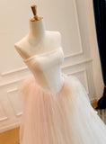 Minimalist Wedding Dress Strapless Pleated Tulle Wedding Dress HZ0319