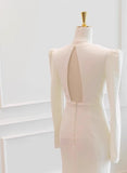 Minimalist Wedding Dress V-neck Long Sleeves Wedding Dress HZ0319