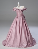 Beauty Prom Dress Crew Neck Pleated Ball Gown Quinceanera Dress Evening Dress HZ0319