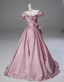 Beauty Prom Dress Crew Neck Pleated Ball Gown Quinceanera Dress Evening Dress HZ0319