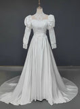 Retro Wedding Dress High Collar Pleated Wedding Dresss HZ0319