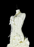 Retro Wedding Dress Strapless Pleated Tulle Mermaid Wedding Dress HZ0319