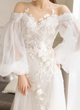 Newest Wedding Dress Crew Neck Floral Tulle Wedding Dress HZ0319