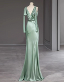 Minimalist Prom Dress V-neck Long Evening Dress Gala Dress Cocktail Dress HZ0319