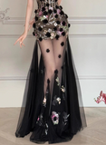 Stunning Prom Dress Strapless Floral Tulle Evening Dress Birthday Party Outfits HZ0319