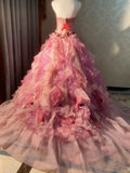Beauty Prom Dress Strapless Ruffle Pleated Ball Gown Evening Dress Quinceanera Dress HZ0319