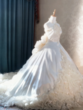 Retro Wedding Dress Halter Ruffle Wedding Dress HZ0319
