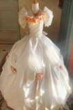 Vintage Wedding Dress Square Neck Flower Pleated Wedding Dress HZ0319