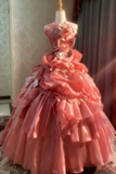 Beauty Prom Dress Strapless Pleated Ball Gown Evening Dress Birthday Party Outfits HZ0319