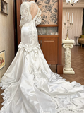 Vintage Wedding Dress High Collar Long Sleeves Pearl Mermaid Wedding Dress HZ0319