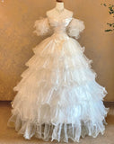 New Arrival Wedding Dress Off Shoulder Ruffle Tiered Wedding Dress HZ0319