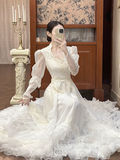 New Arrival Wedding Dress U-neck Pleated Tiered Wedding Dress HZ0319