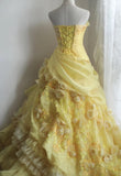 Newest Prom Dress Strapless Pleated Evening Dress Quinceanera Dress Ball Gown HZ0319