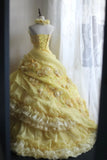 Newest Prom Dress Strapless Pleated Evening Dress Quinceanera Dress Ball Gown HZ0319