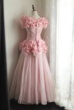 Beauty Prom Dress Crew Neck Pleated Tulle Evening Dress Gala Gown Party Dress HZ0319