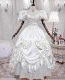 Vintage Wedding Dress V-neck Pleated Bowknot Wedding Dress HZ0319