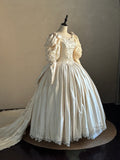 Vintage Wedding Dress Asymmetrical Neck Pleated Wedding Dress HZ0319