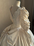 Vintage Wedding Dress Asymmetrical Neck Pleated Wedding Dress HZ0319