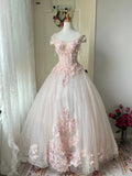 Cute Prom Dress Crew Neck Backless Pleated Floral Evening Dress Quinceanera Dress Ball Gown HZ0319