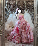Sweet Prom Dress Strapless Pleated Tiered Evening Dress Quinceanera Dress Ball Gown HZ0319
