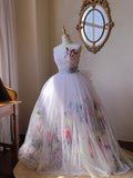 Beauty Prom Dress Spaghetti Straps Tulle Pleated Evening Dress Sweet 16 Dress Ball Gown HZ0319