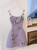 Stunning Homecoming Dress Spaghetti Straps Butterfly Short Prom Dress Cocktail Dress Birthday Party Dress HZ0319