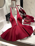 Beauty Homecoming Dress Wine Red Halter Short Prom Dress Cocktail Dress Birthday Party Outfits HZ0319